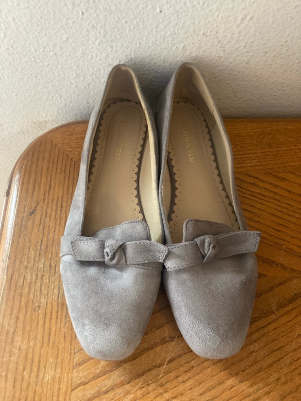 RESTRICTED Gray Tie Knot Faux Suede Flats (8.5)